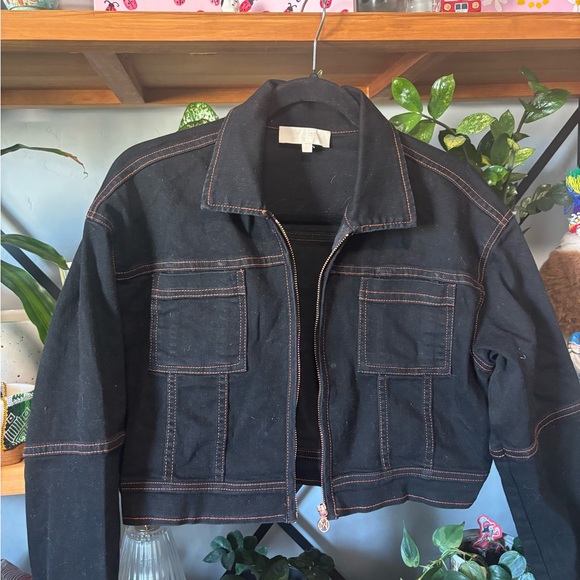Meshki Jackets & Blazers - Meshki Cropped Black Denim Jacket
